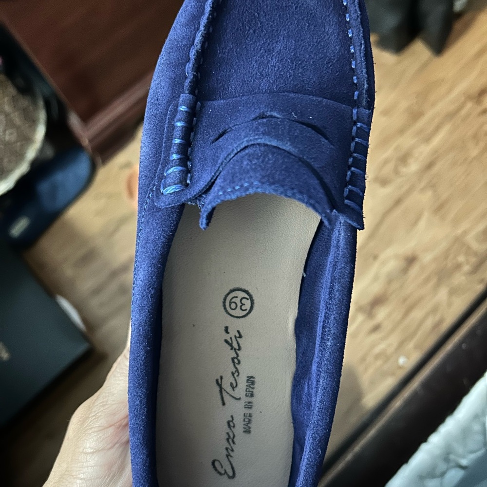 Enzo Tesoti Blue Suede Loafers - Picture 6 of 9